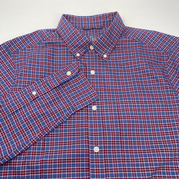 Vineyard Vines OTG‎ Performance Medium Blue Red Check L/S Button Down Shirt - Picture 1 of 5